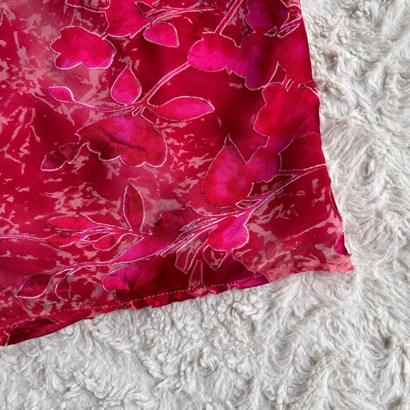 Cache silk floral burnout crop top pink cropped blouse sleeveless vintage Y2K 4 - Picture 7 of 13